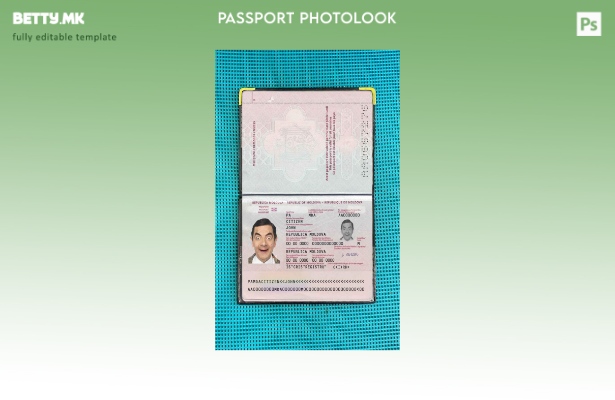 Модерен стил Молдавски пасош (сегашен) шаблон за фото изглед